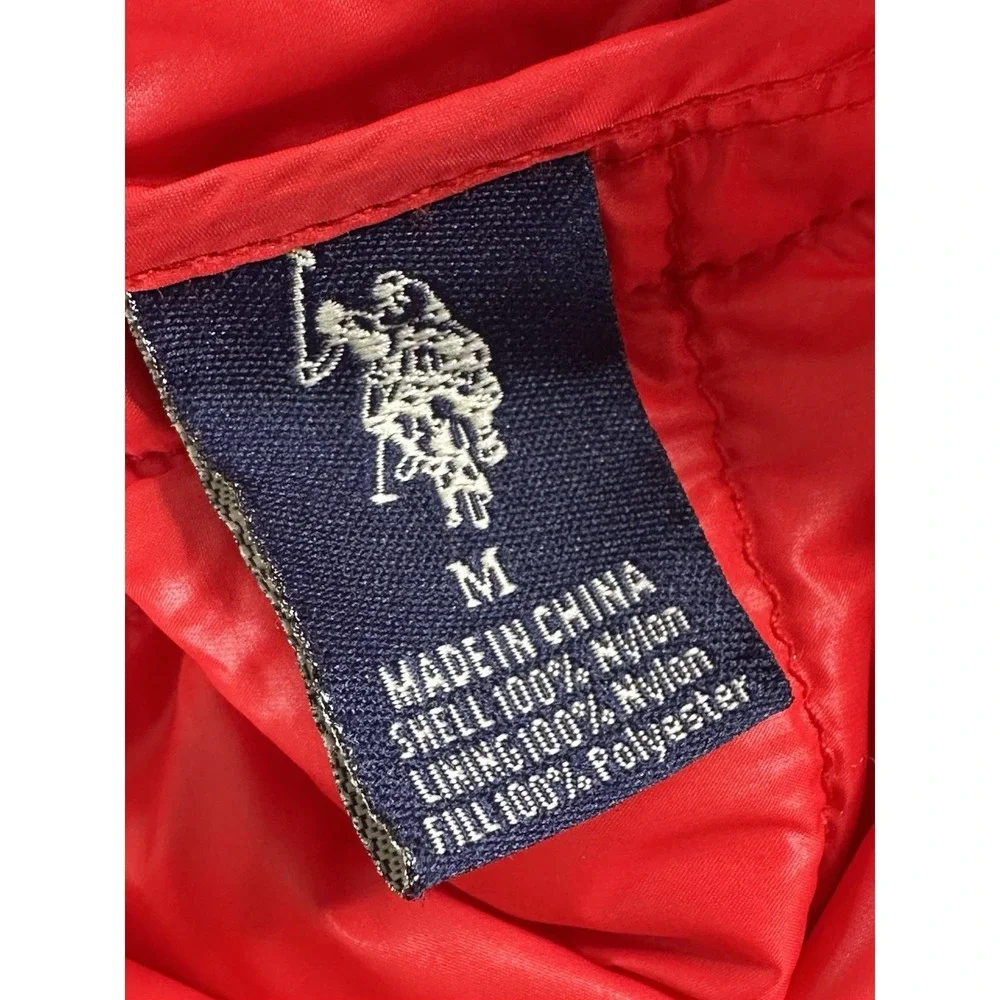 US‎ Polo Assn Size M Red Puffer Women's Jacket Style 01-8193HS